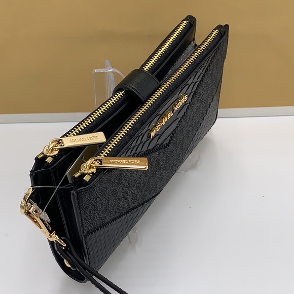 Michael Kors Large Double Zip Wristlet 
Smartphone Case Wallet Black Mul… - Picture 9 of 12